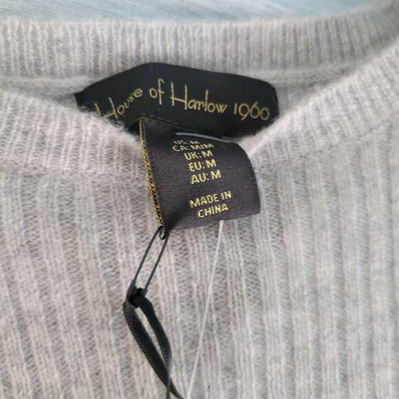 Cashmere Ribbed Knit Sweater Top HOUSE of HARLOW Size M $195 Minimalist Luxe - Picture 4 of 12